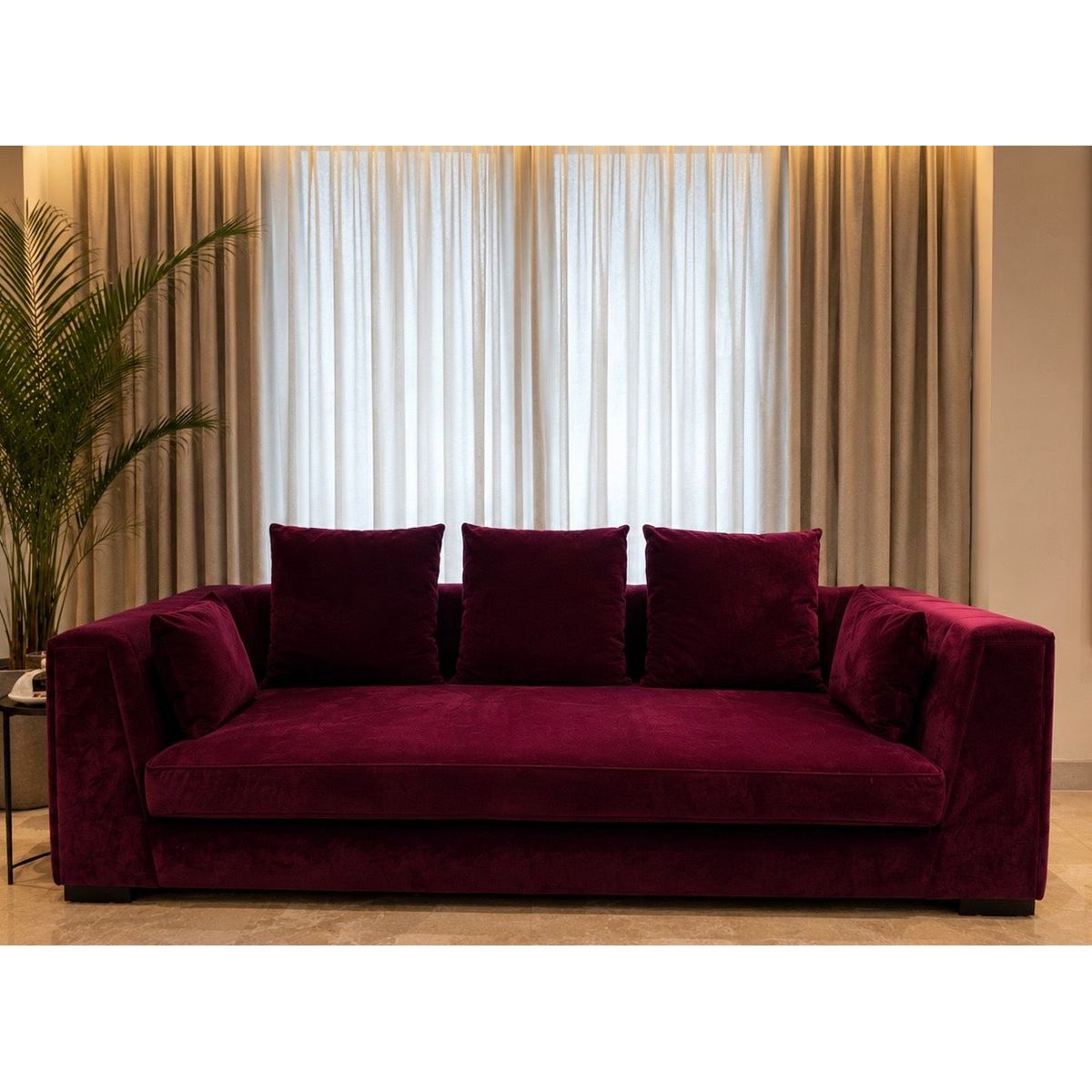 Custom Plum Suede 3-Seater Sofa (Furniturewalla)