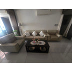 5-Seater Cream Leatherette Sofa Set 3+1+1