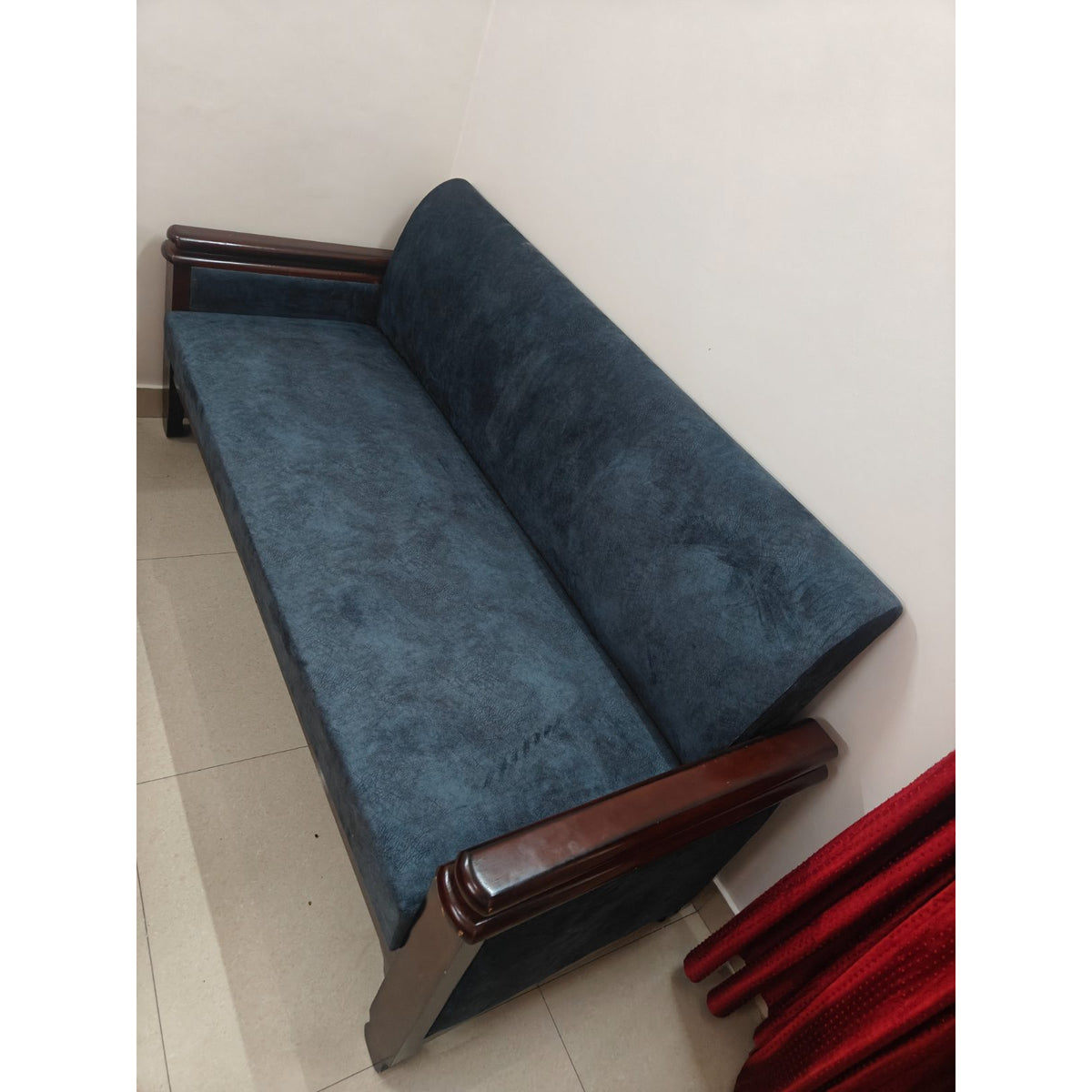 Blue Fabric Three-Seater Sofa - used living-room in Delhi - photo 2