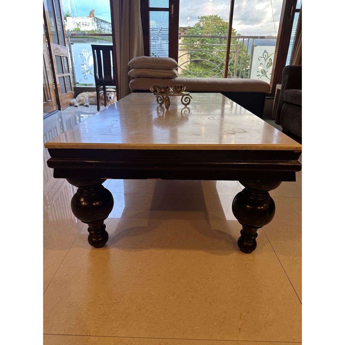 Solid Wood Marble Top Centre Table