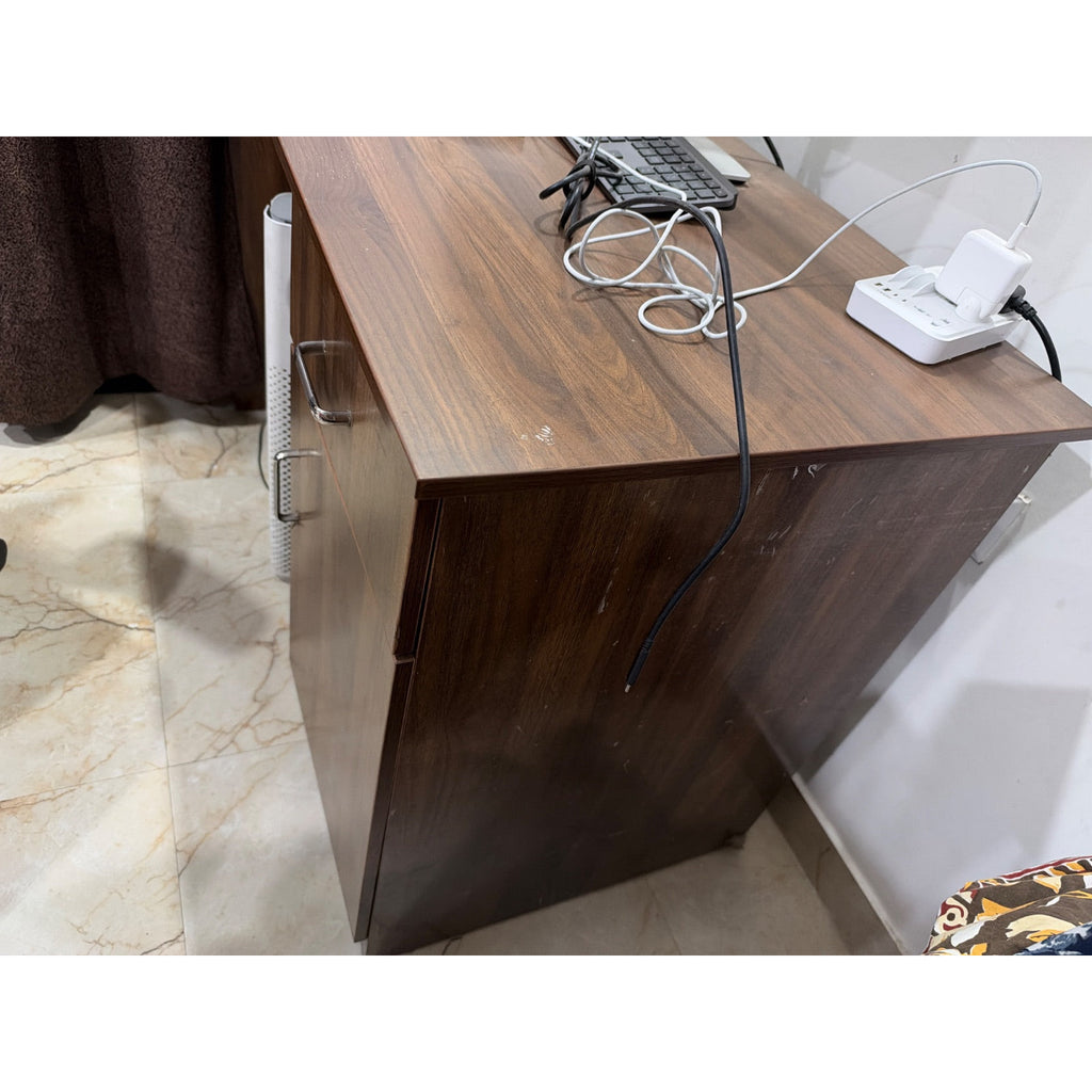 Wood-Finish Study Desk with Drawer and Cabinet - used study & office in Gurugram - photo 3