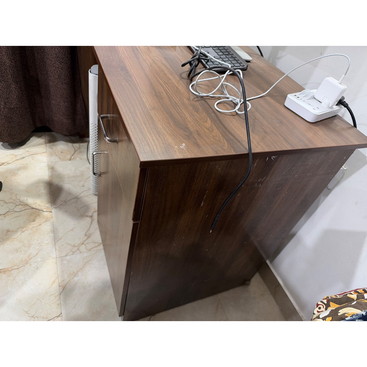 Wood-Finish Study Desk with Drawer and Cabinet - used study & office in Gurugram - photo 3
