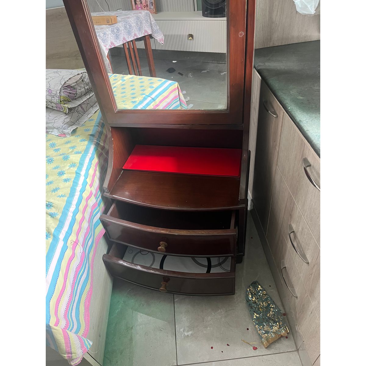 Solid Teak Wood Dressing Table with Mirror