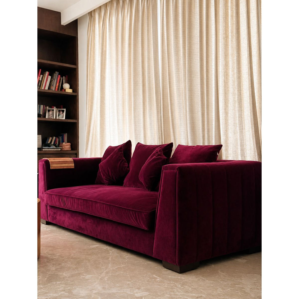 Custom Plum Suede 3-Seater Sofa (Furniturewalla)