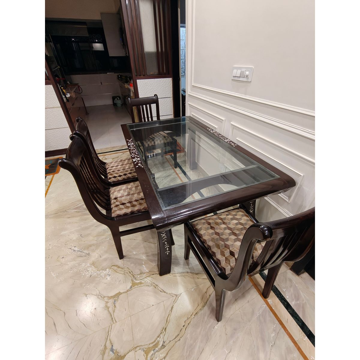 Solid Burma Teak Dining Table 6 Seater - Right Angle