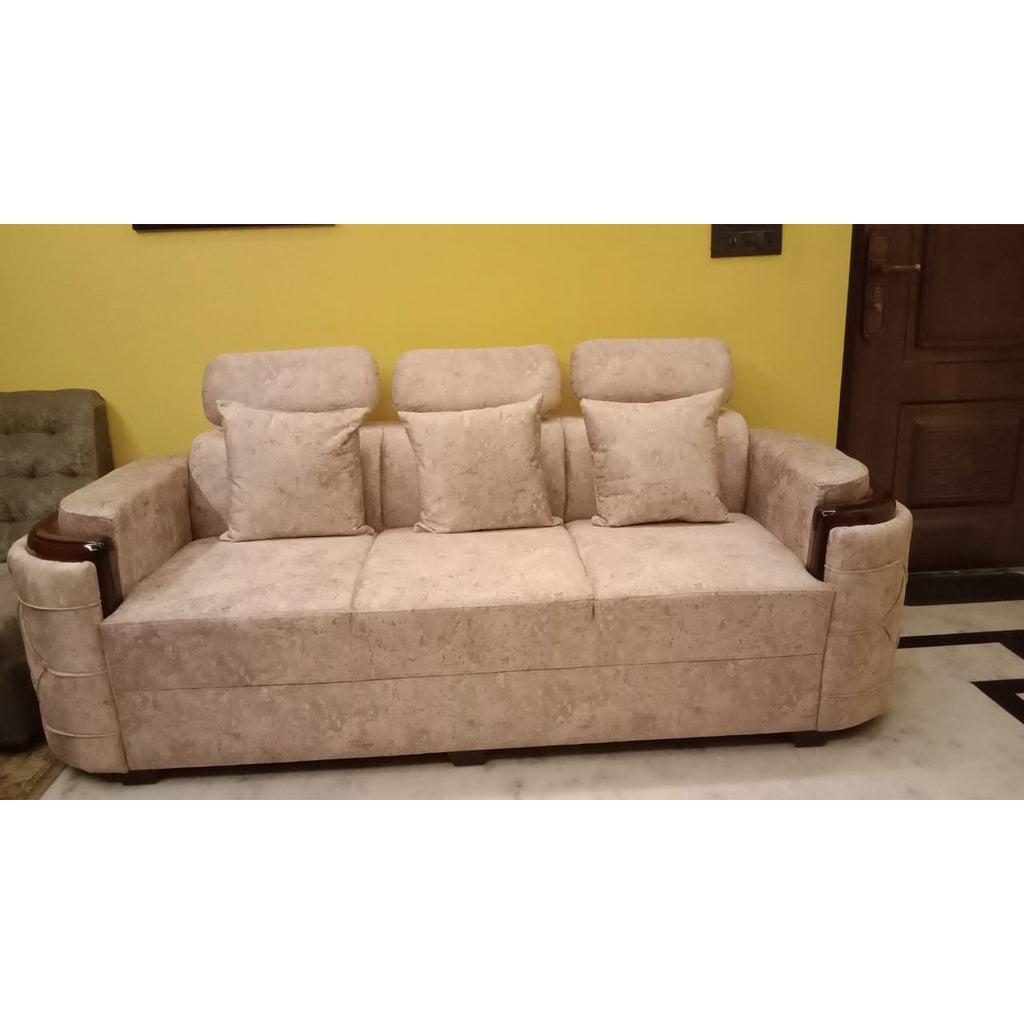 2 Cream 3-Seater Sofas - used living room in Delhi - photo 3