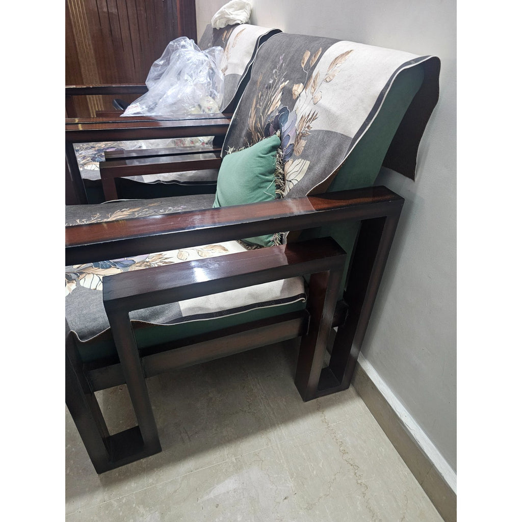 Green Wooden Sofa Set - used item in Delhi - photo 4