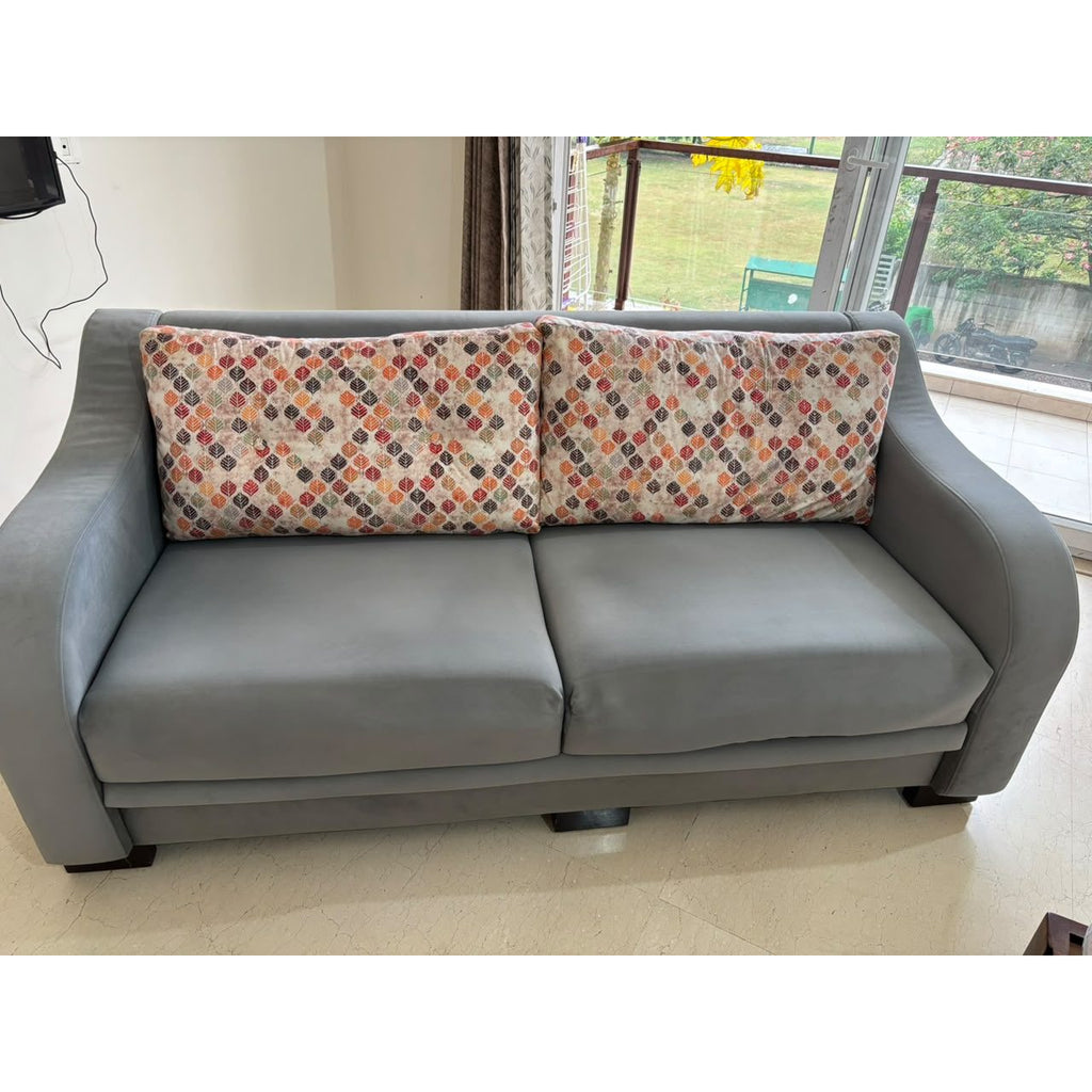 Krishna Furnishings grey fabric 3-seater sofa - photo 3