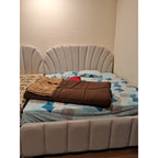 Upholstered storage bed pair, double and single - photo 3