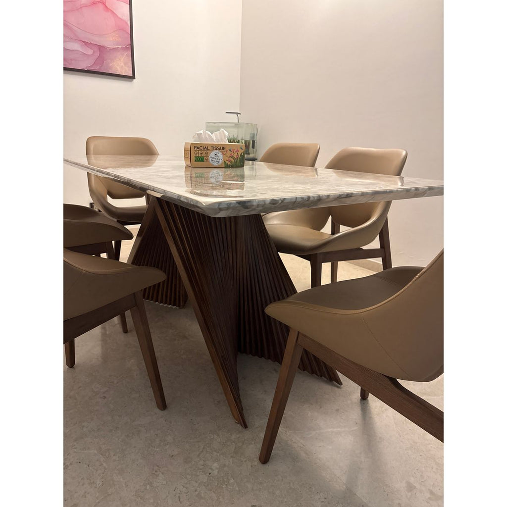 Italian Marble 6-Seater Dining Table - Right Angle