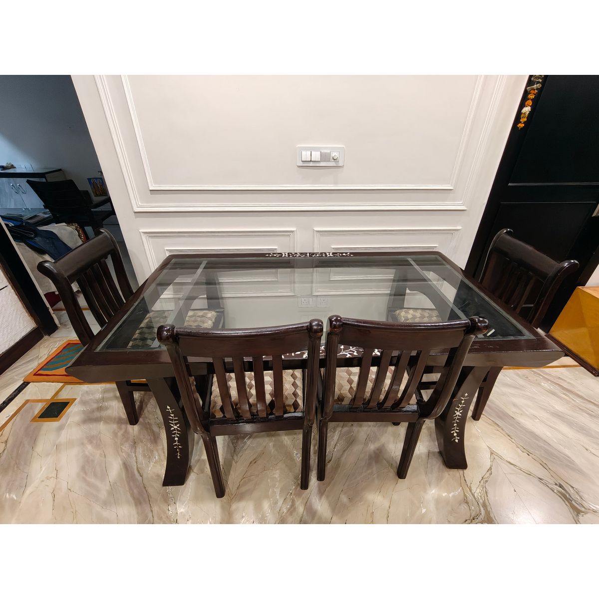 Solid Burma Teak Dining Table 6 Seater - Left Side