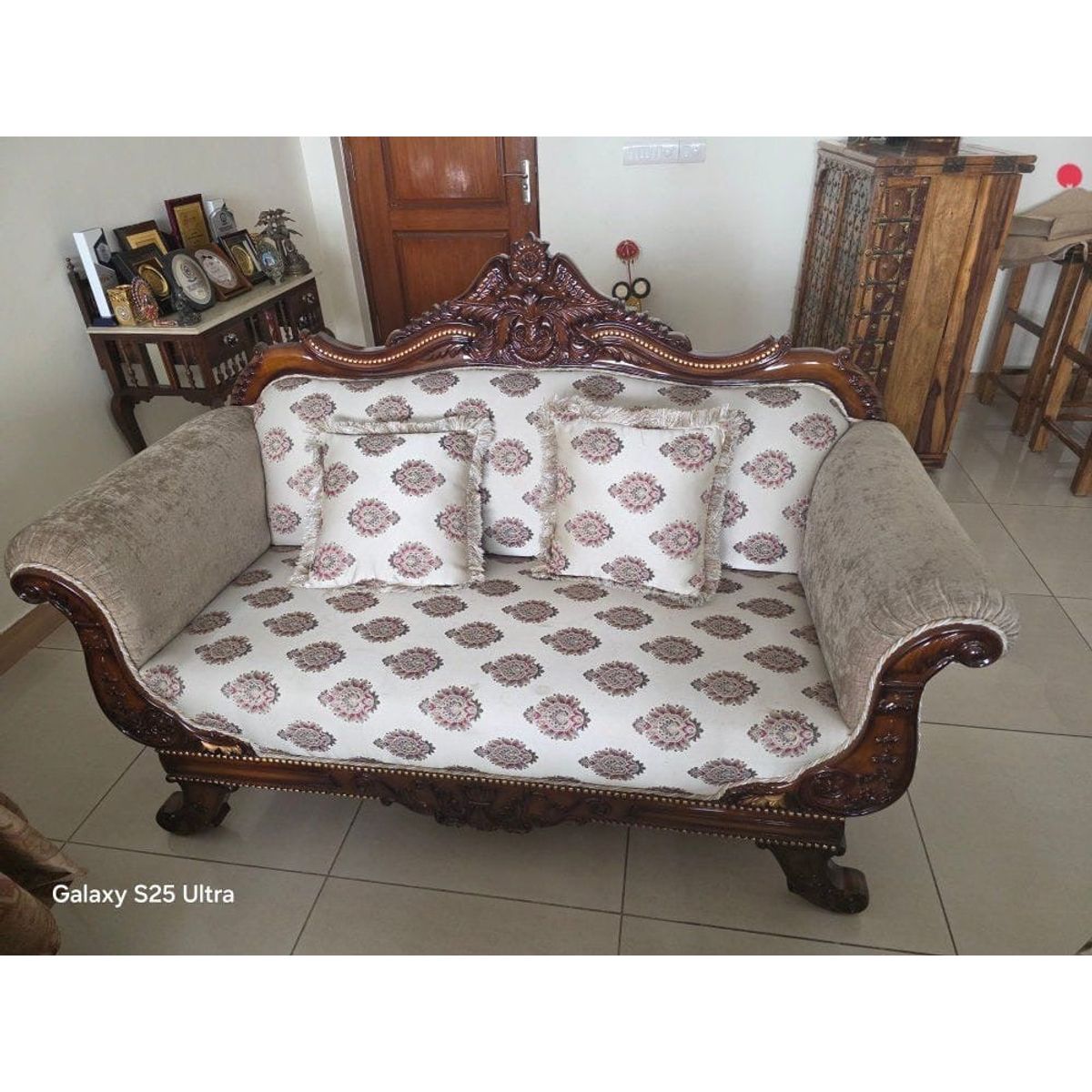 Custom Rajasthani Wooden Sofa Set - Left Side