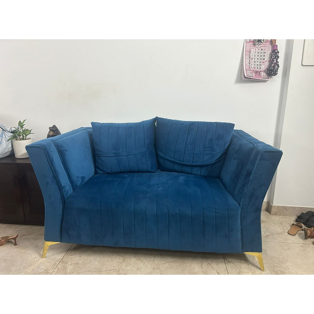 Teal Velvet 3+2 Sofa Set - used sofa in Gurugram - photo 1