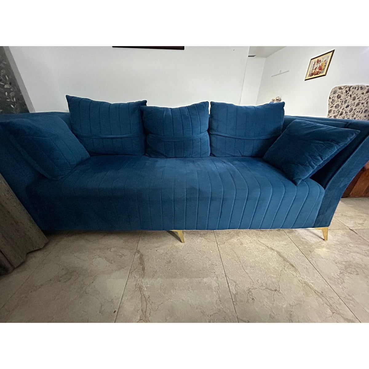 Teal Velvet 3+2 Sofa Set - used sofa in Gurugram - photo 2