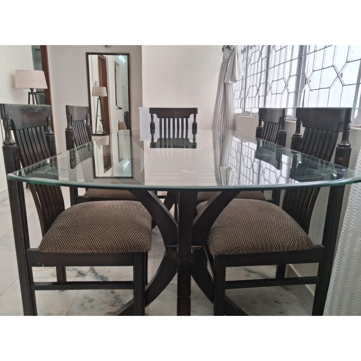 6-Seater Glass Top Dining Set - used dining set in Delhi - photo 2