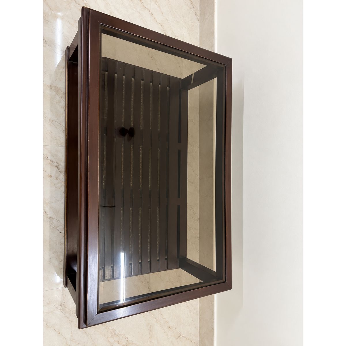 Rectangular Wooden Centre Table with Glass Top