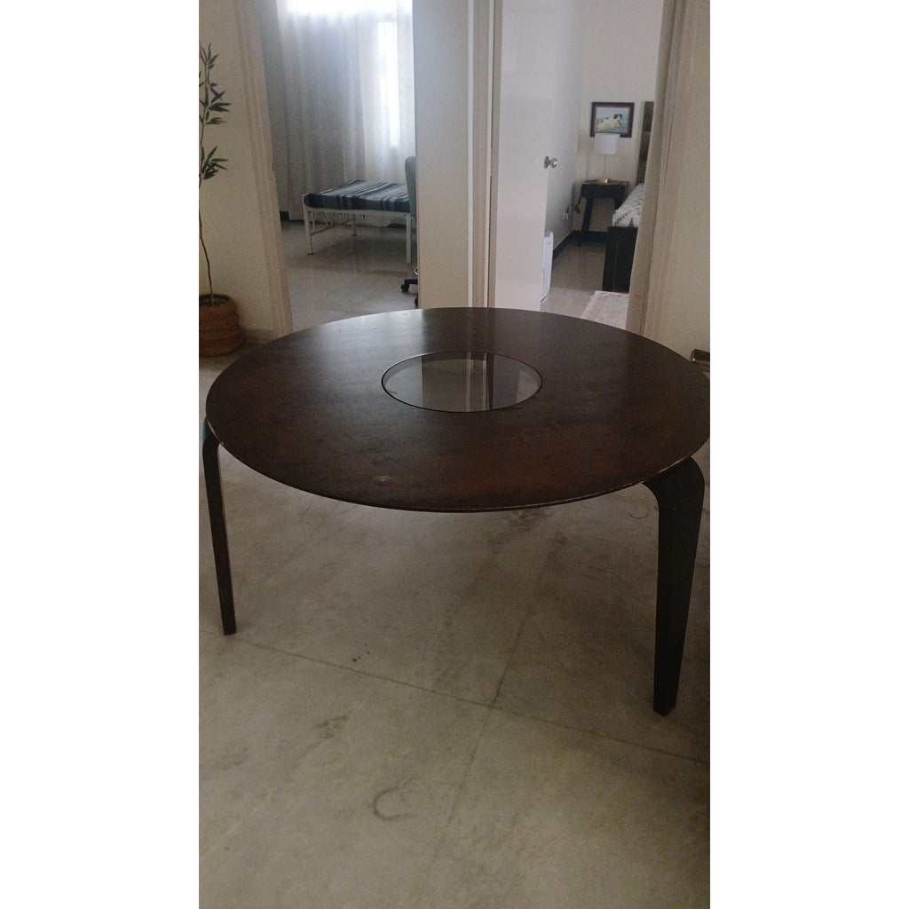 Round Wooden Dining Table with Glass Inset - used dining in Delhi - photo 5
