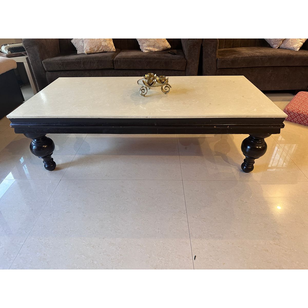 Solid Wood Marble Top Centre Table