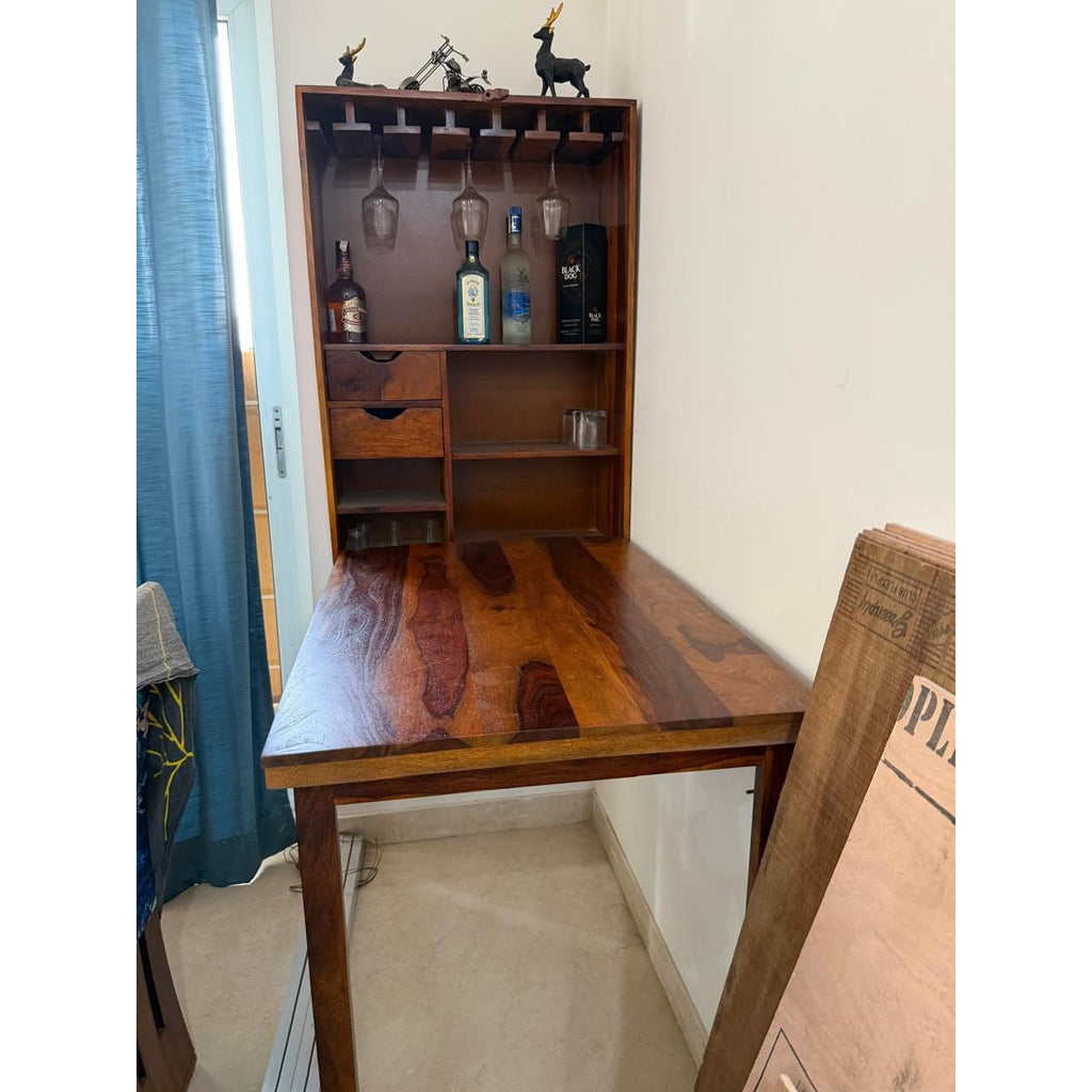 Wooden Street Sheesham Wall Bar Unit - used bar unit in Gurugram - photo 2
