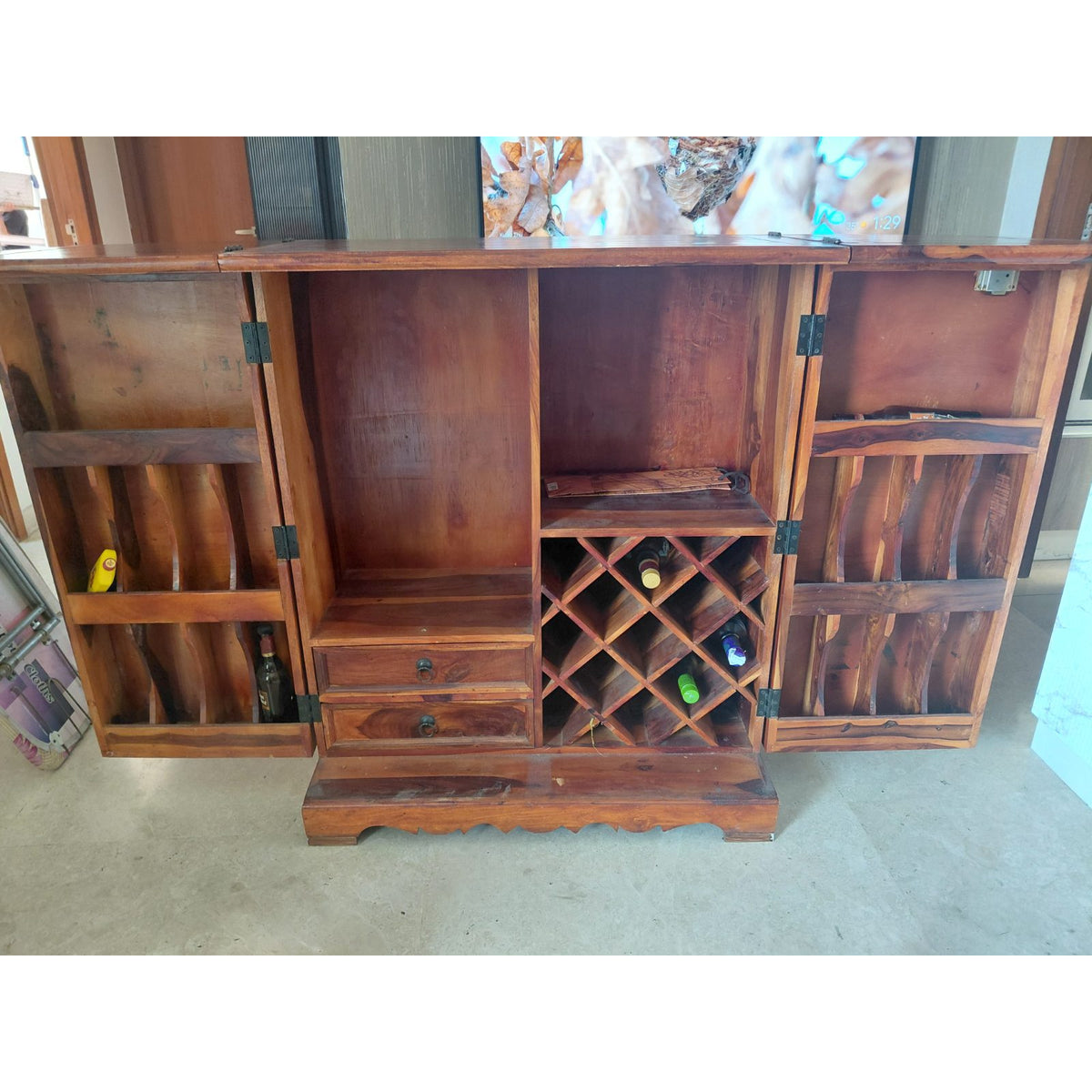 Pepperfry Sheesham Bar Unit - used living room in Gurugram - photo 1