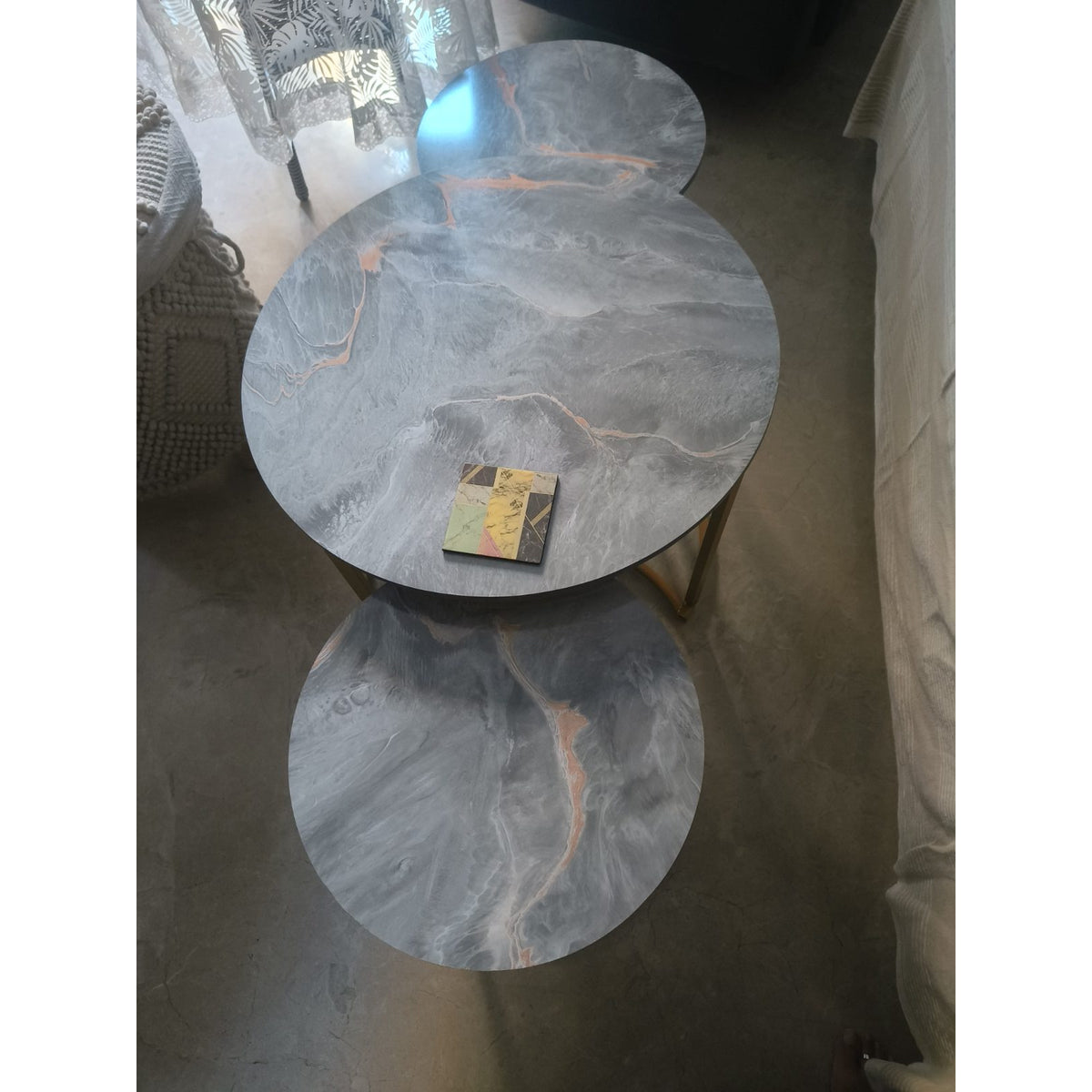 Beige Sofa with Two Ottomans and Three Round Tables - used living-room in Delhi - photo 2