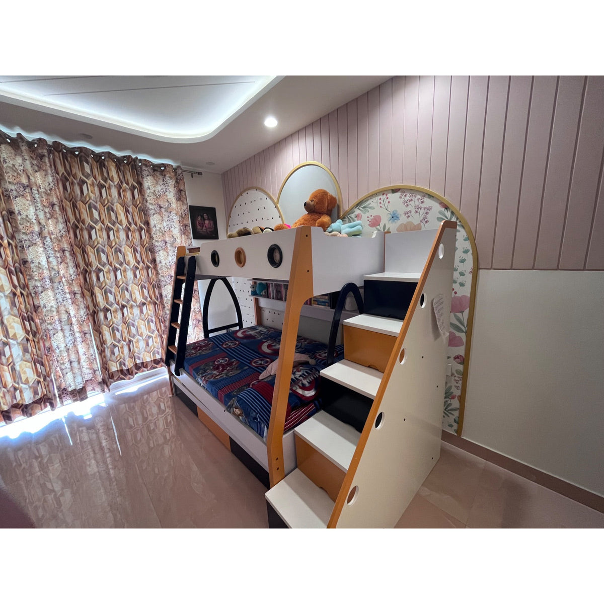 Kids Bunk Bed with Staircase and Trundle - used bunk bed in Gurugram - photo 2