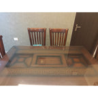 6-Seater Glass Top Dining Table with Cushion Chairs (4 Chairs + 1 Bench)