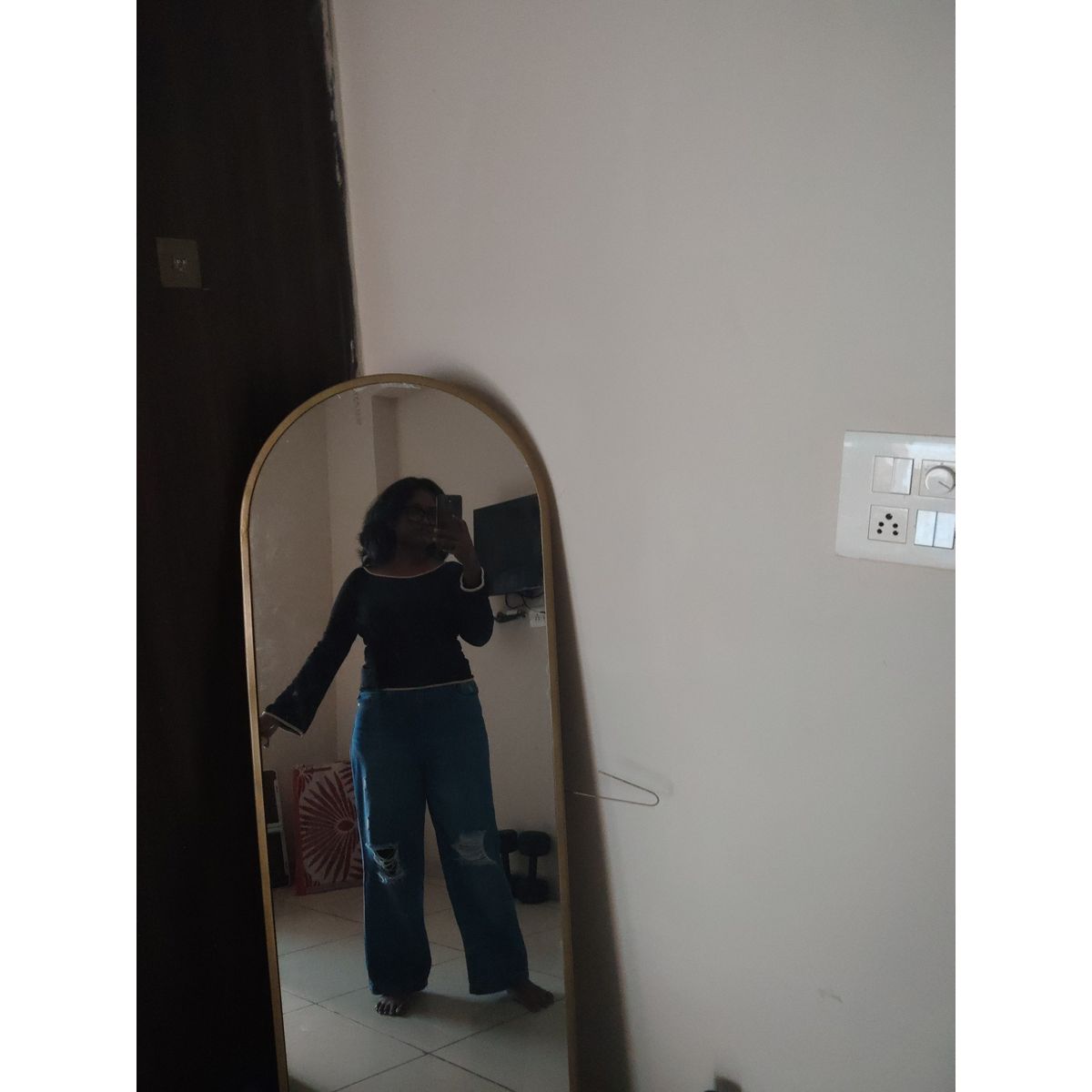 Full Length Mirror with Golden Border - Front