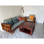 Pepperfry sheesham wood 3+1 sofa set - used living room in Noida - photo 6