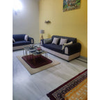 Navy and cream fabric 7-seater sofa set, 3+2+2 - photo 1