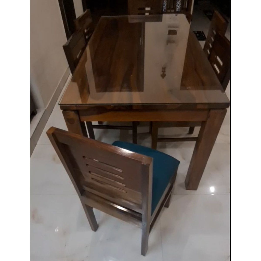 Sheesham Wood Dining Table with 6 Chairs (Glass Top)