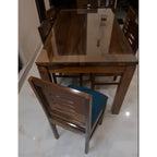 Sheesham Wood Dining Table with 6 Chairs (Glass Top)