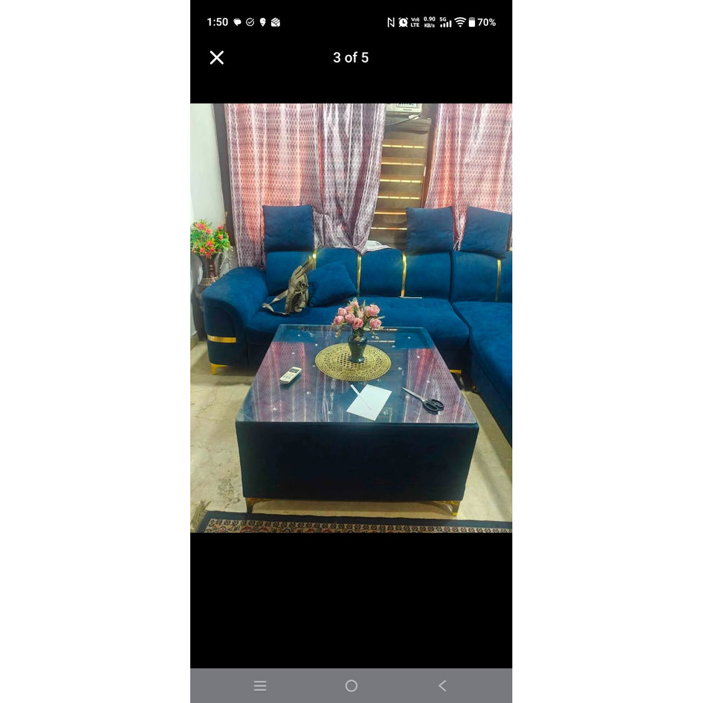 Blue L-Shaped Sofa Set - used item in Delhi - photo 3
