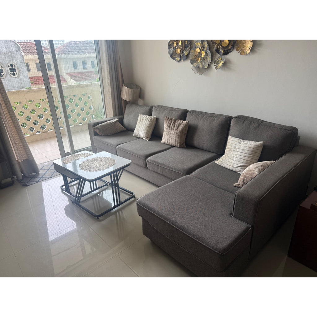 Wakefit Grey L-Shaped Fabric Sofa - used living-room in Gurugram - photo 1