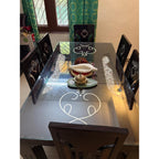 Glass-top wooden dining set with 6 cushioned chairs - photo 3