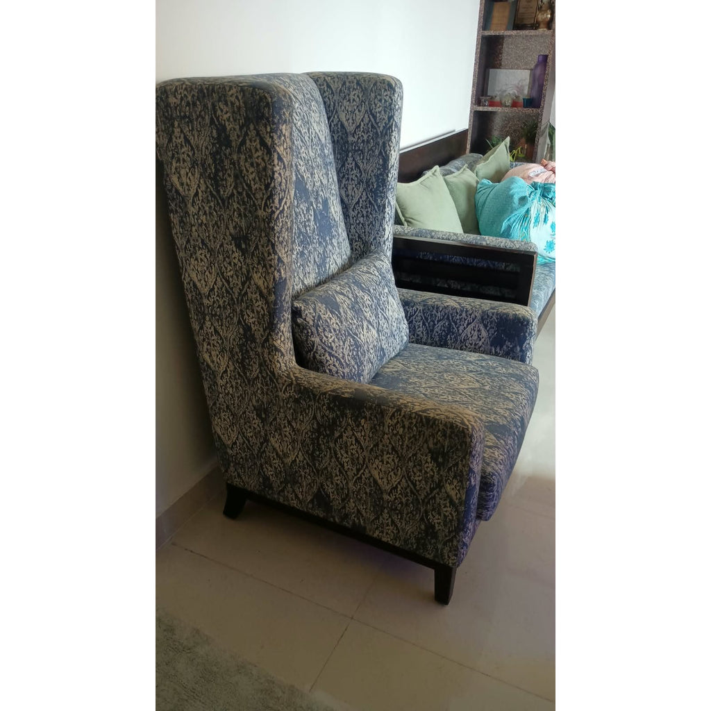 Blue Wingback Armchair - used living room in Gurugram - photo 3