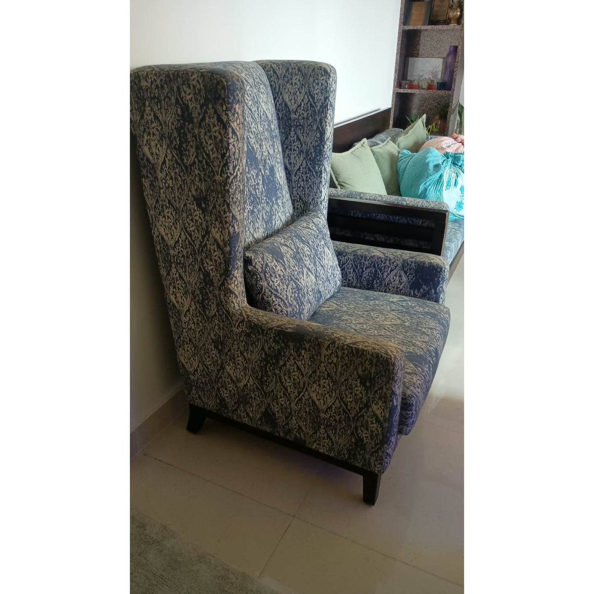 Blue Wingback Armchair - used living room in Gurugram - photo 3
