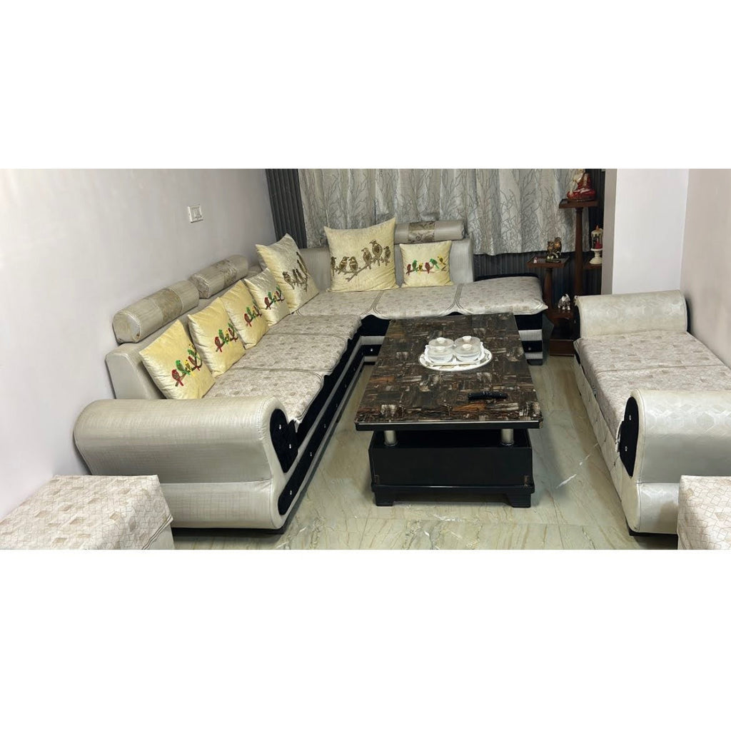 L-Shaped Sofa with Settee, Coffee Table and 2 Ottomans - used living-room in Delhi - photo 3