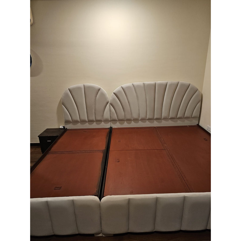 Upholstered storage bed pair, double and single - photo 6
