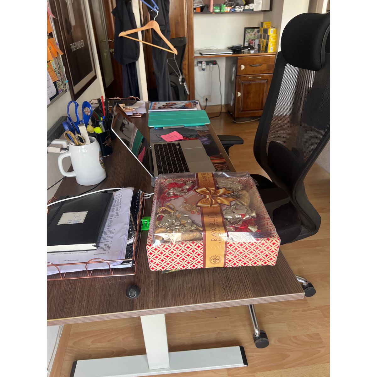 Height-Adjustable Standing Desk with Executive Chair — left side