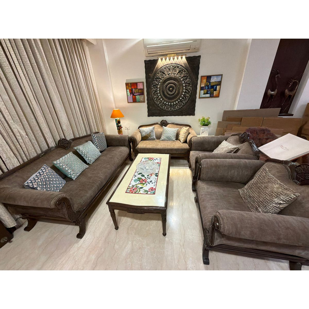 7-Seater Sofa Set with Marble Top Centre Table