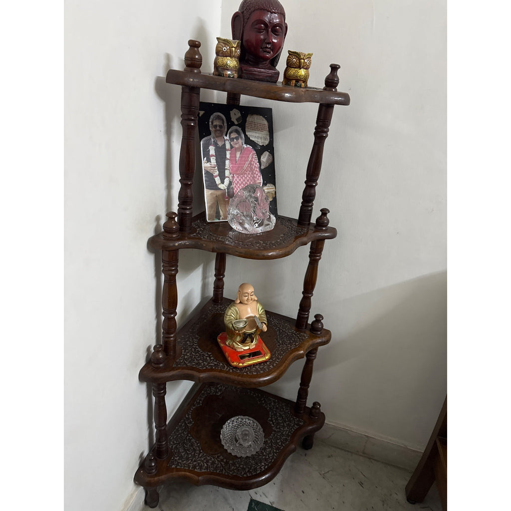 Four-Tier Wooden Corner Display Shelf - used Living Room in Delhi - photo 2