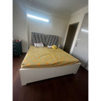 Wooden Double Bed with Storage + Dual-Comfort Mattress (6x6 ft)