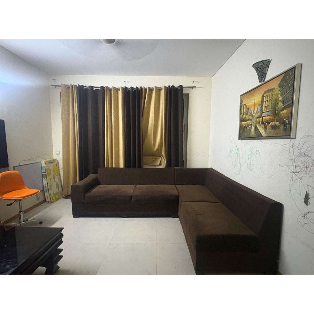 Brown L-Shaped 7-Seater Sofa - used living room in Gurugram - photo 3