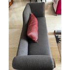 3-Seater Teak Wood Couch with Grey Cushions