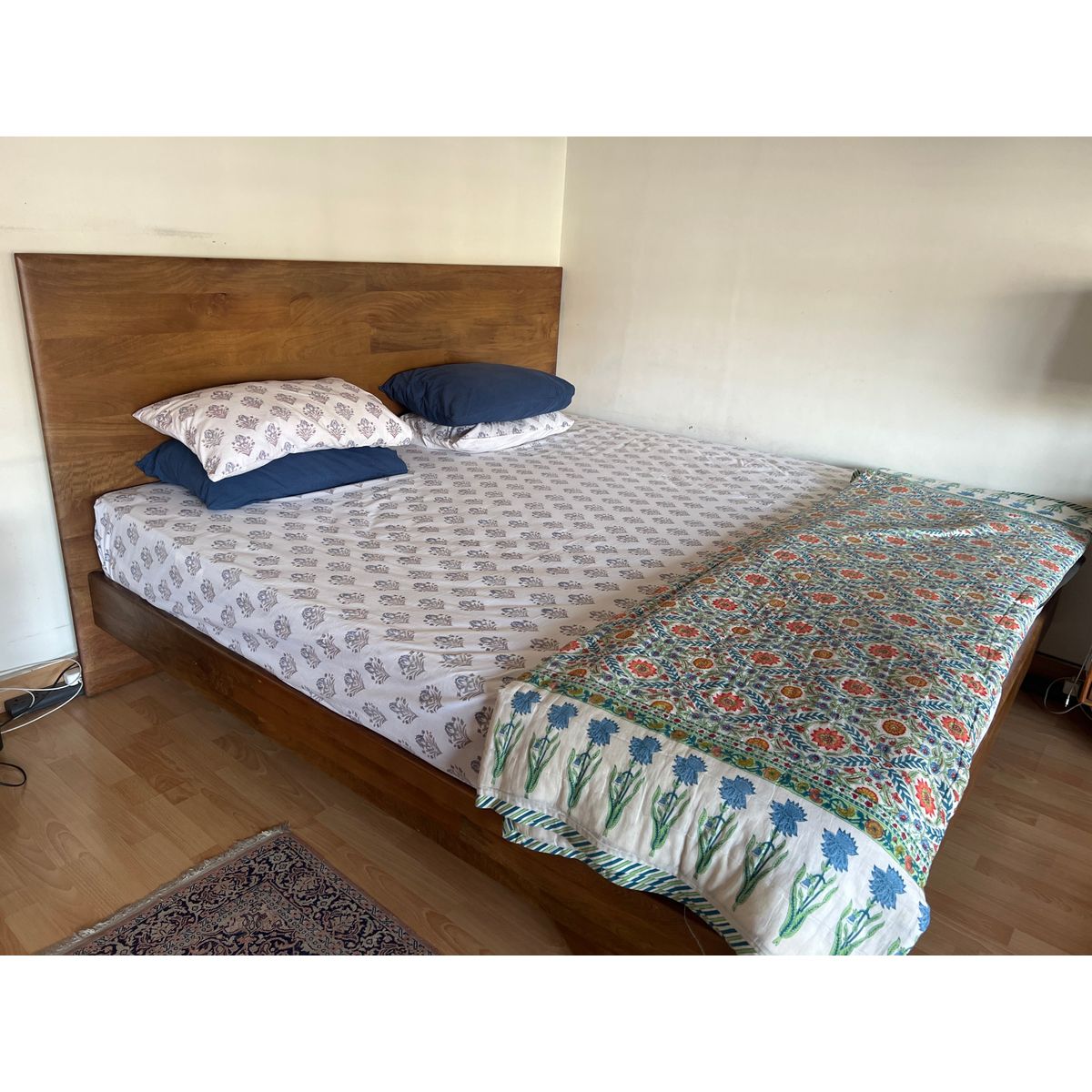West Elm Anton Solid Wood Bed King Size - Right Angle