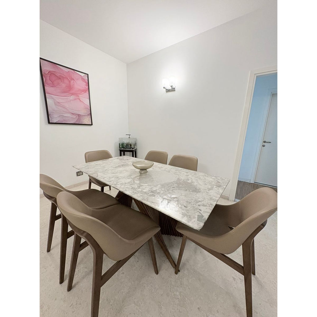 Italian Marble 6-Seater Dining Table - Front View