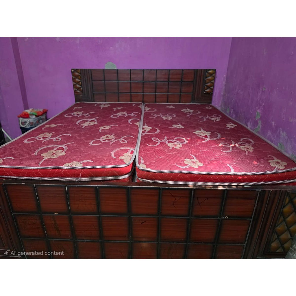 King Size Wooden Bed with 2 Mattresses
