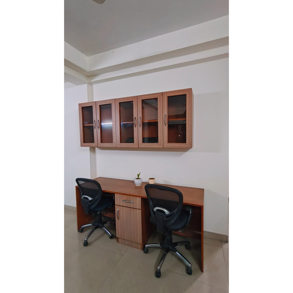 Twin Desk, Wall Cabinet and 2 Chairs - used office furniture in Noida - photo 2