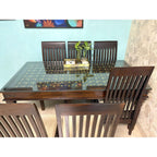 Solid Wood Dining Set with Brass Work - front